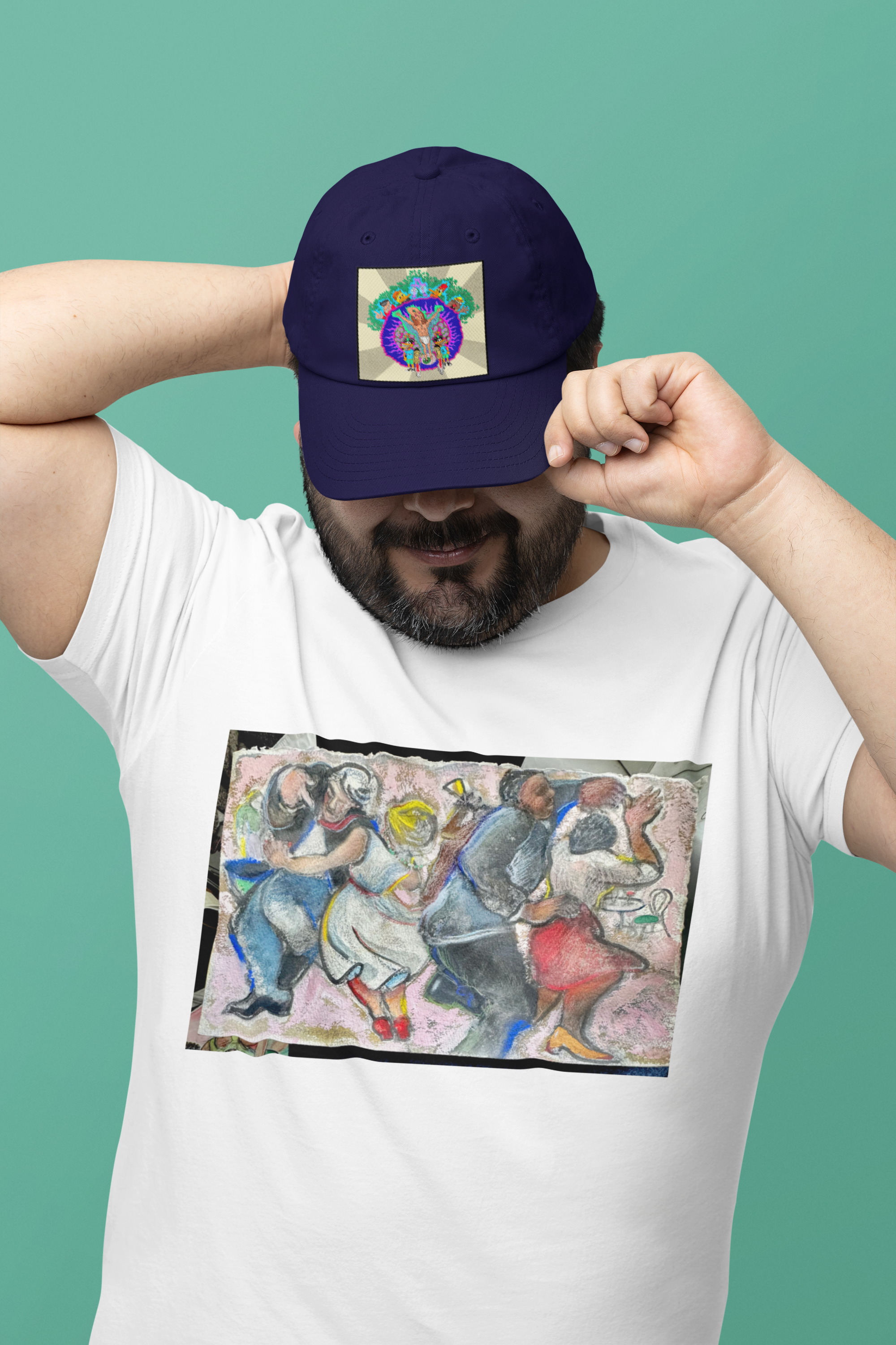 Sports Cap - Dark Blue  - with Summer of Love 2.0 Surfer design