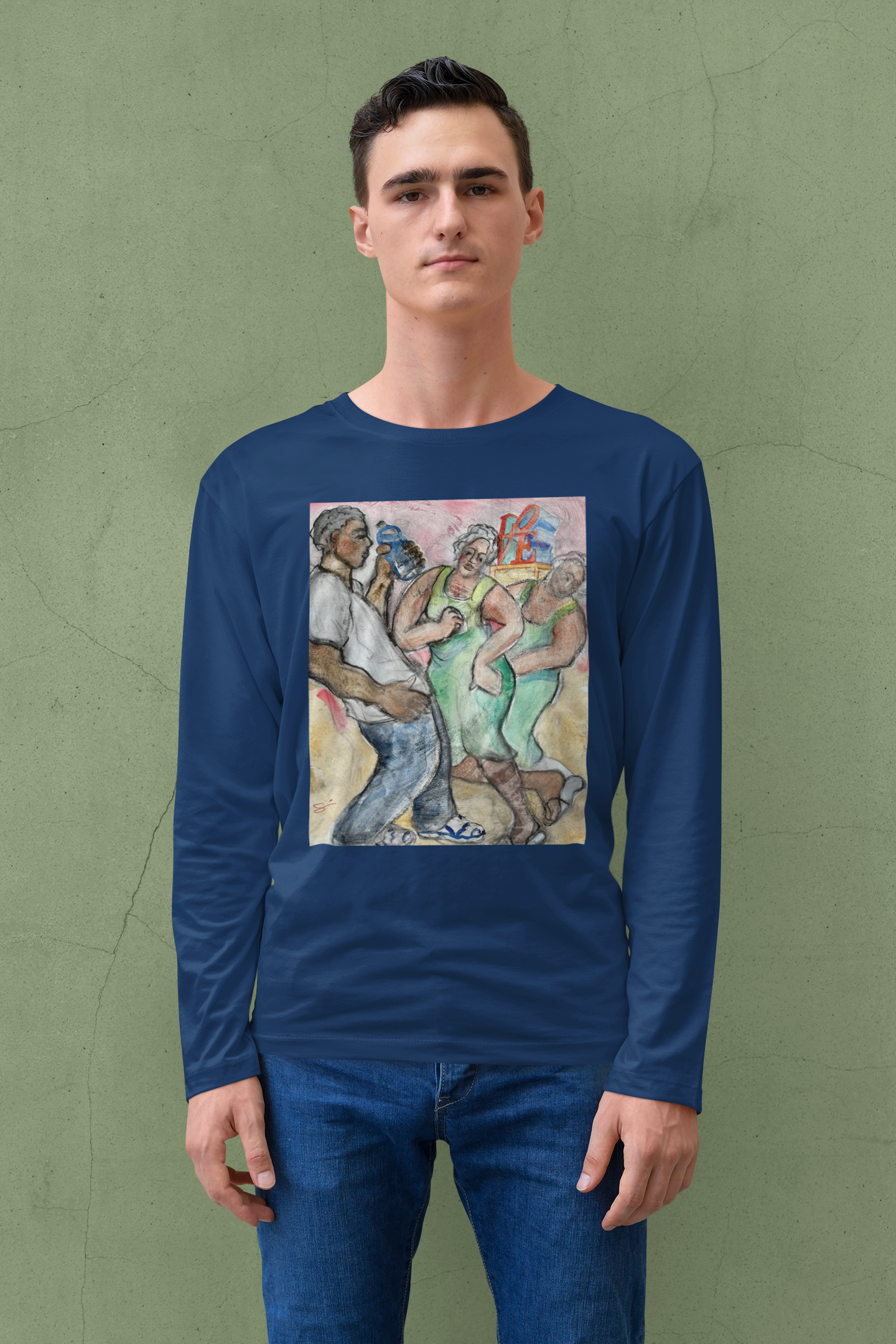 Long sleeve tee with Jazz Dancers - Jitterbug 3 design.