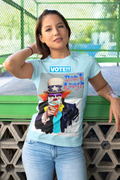 This Clown Wants You! -Powder Blue Short Sleeve Tee Shirt with Bruce Anderson artwork.